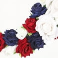 thumbnail image 6 of Lksixu Patriotic Roses Wreath for Front Door, 12 inch Moon-Shape Red White & Blue Silk Roses Garland, 4th of July Realistic Artificial Flowers Wreath Independence Day Hanging Ornaments for Wall, 6 of 6