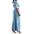 thumbnail image 2 of European Style Women's Denim Suit Off Shoulder Midriff Top Wide Leg Trousers Casual Outfit Summer Fashion Comfortable, 2 of 2