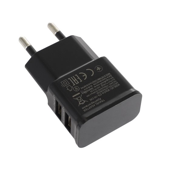 EU Plug 5V 2A Dual-port USB Universal Mobile Phone Charger Travel Power Charger Adapter For iPhone For Xiaomi Huawei Samsung 2A 2USB Black
