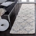 thumbnail image 3 of SAFAVIEH Fontana Darion Damask Shag Runner Rug, Grey/Ivory, 2'3" x 6', 3 of 8