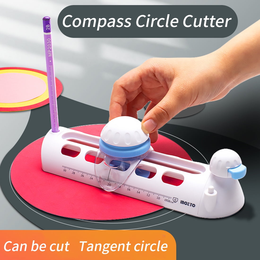 Wailicop Adjustable Plastic Compass Circle Cutter, Rotary Paper Trimmer and Scrapbooking Tool
