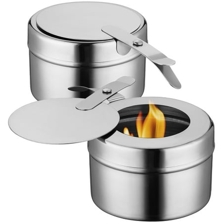 

2 Pcs Stainless Steel Chafer Wick Fuel Holders Cans Heating Box with Cover Perfect for Buffets Catering Events