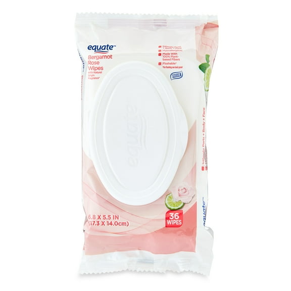 Equate Bergamot Rose Personal Wipes for Women's Health, 36 Total Wipes