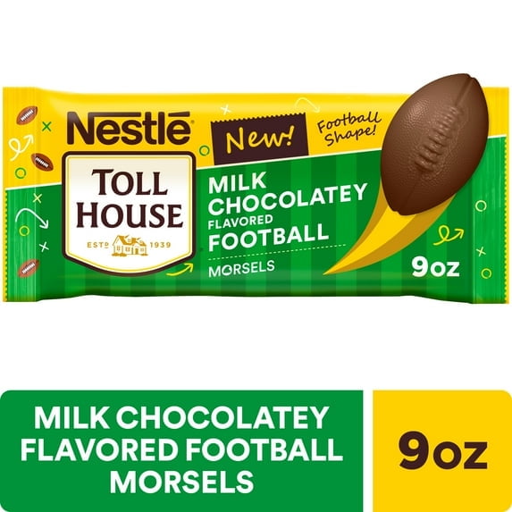 Nestle Toll House Football Morsels, Milk Chocolatey Flavored Baking Chips, Chocolate Chips 9 oz pack of 1