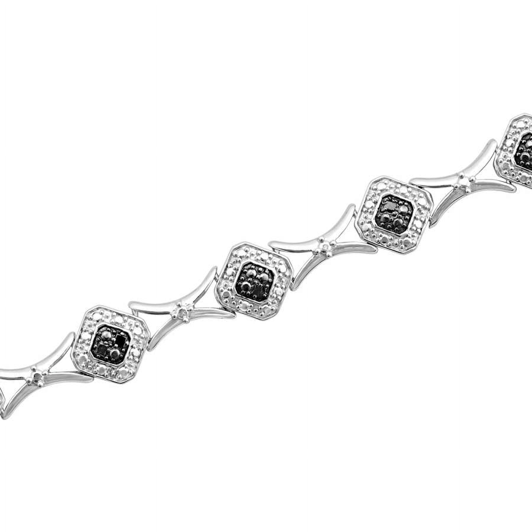1/4 Carat T.W. Black Princess Diamond Sterling Silver Fashion Bracelet, 7"