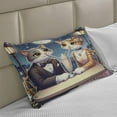thumbnail image 2 of Ambesonne Cat Knitted Quilt Pillowcover, Romantic Date Night Funny Kitty, 30"x20", Dark Blue Apricot, 2 of 2