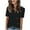 Black, variant on Wyobmus Women Summer Tops Casual Short Puff Sleeve Shirts V Neck Button Blouses Fashion Loose Fit T-Shirts Black