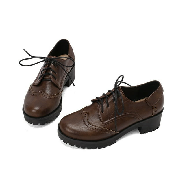 TIEVOSA Chaussures Mary Jane Rétro pour Femmes à Semelle Épaisse et Talon avec Bride