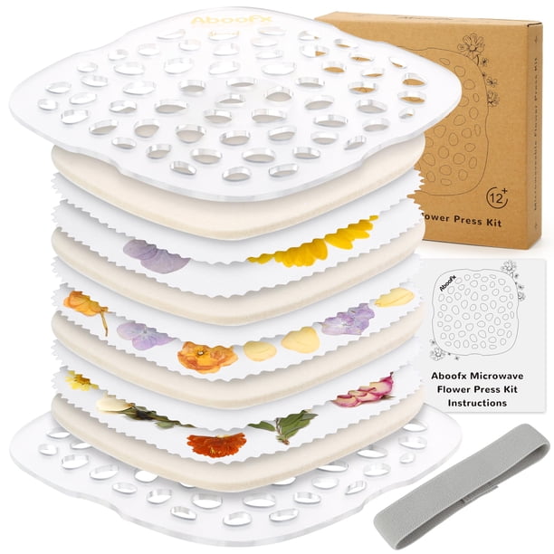 Kit de prensado de flores para microondas Aboofx, 3 capas, secado rápido