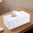 thumbnail image 4 of Blueek Elegant Leather Tissue Box Holder - Magnetic Bottom, Waterproof & Oil-Proof, Home Office Car Tissue Box Cover Decorative Container(White), 4 of 6