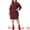 Burgundy, variant on Women's Plus Size Long Sleeve Knit Pullover Short Sweater Dresses 3X Burgundy