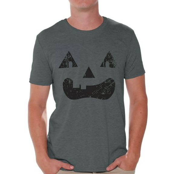 Awkward Styles Trick or Treat Face Tshirt for Men Halloween Shirt Pumpkin Face Men's Shirt Trick or Treat Outfit Halloween Party T Shirt Day of the Dead Shirts for Men Dia de los Muertos Gifts