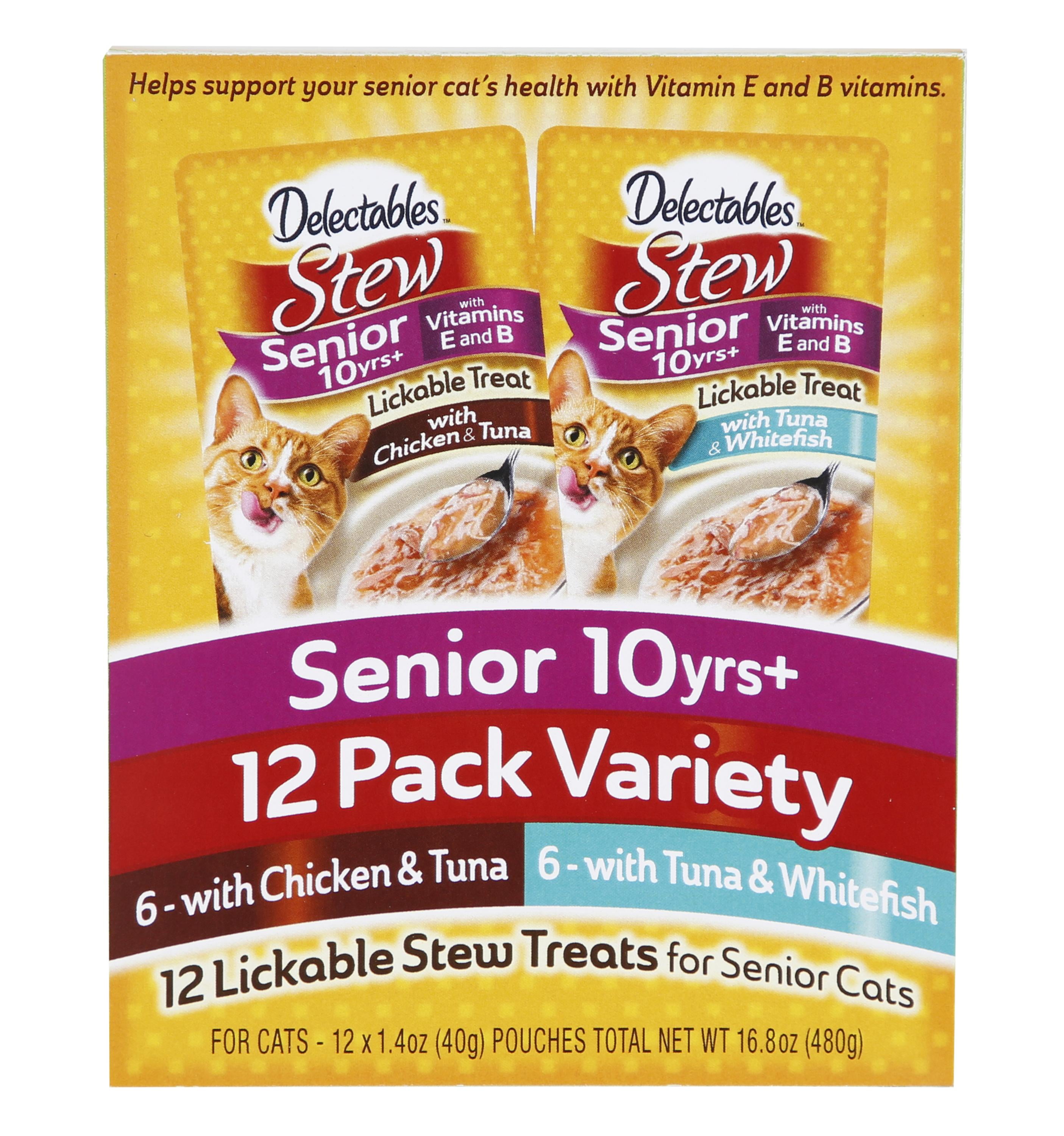 Delectables Lickable Cat Treats Stew Senior 10+ Variety Pack, 12