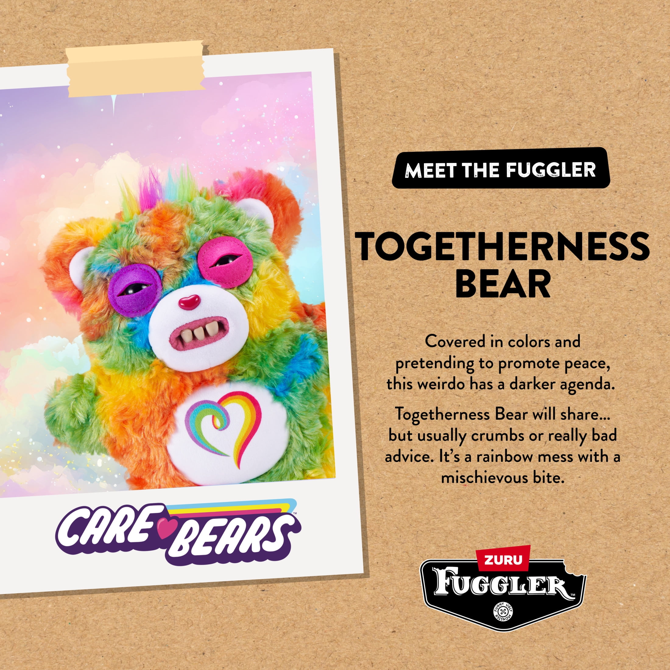 Fuggler Care Bears 9 inch (Togetherness Bear), Funny Ugly Monster Stuffed Animal Toy by ZURU