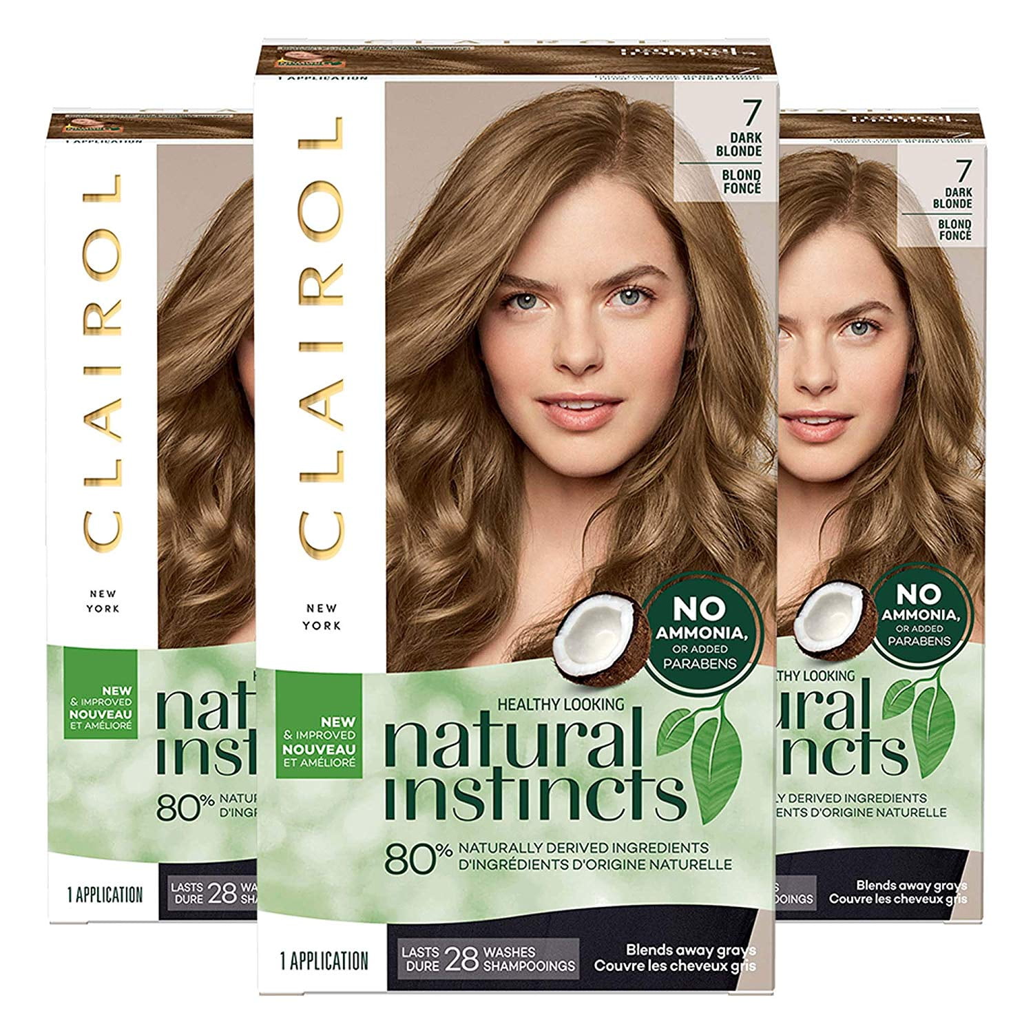 (3 Pack) Natural Instincts Clairol Non-Permanent Hair Color - 7 Dark ...