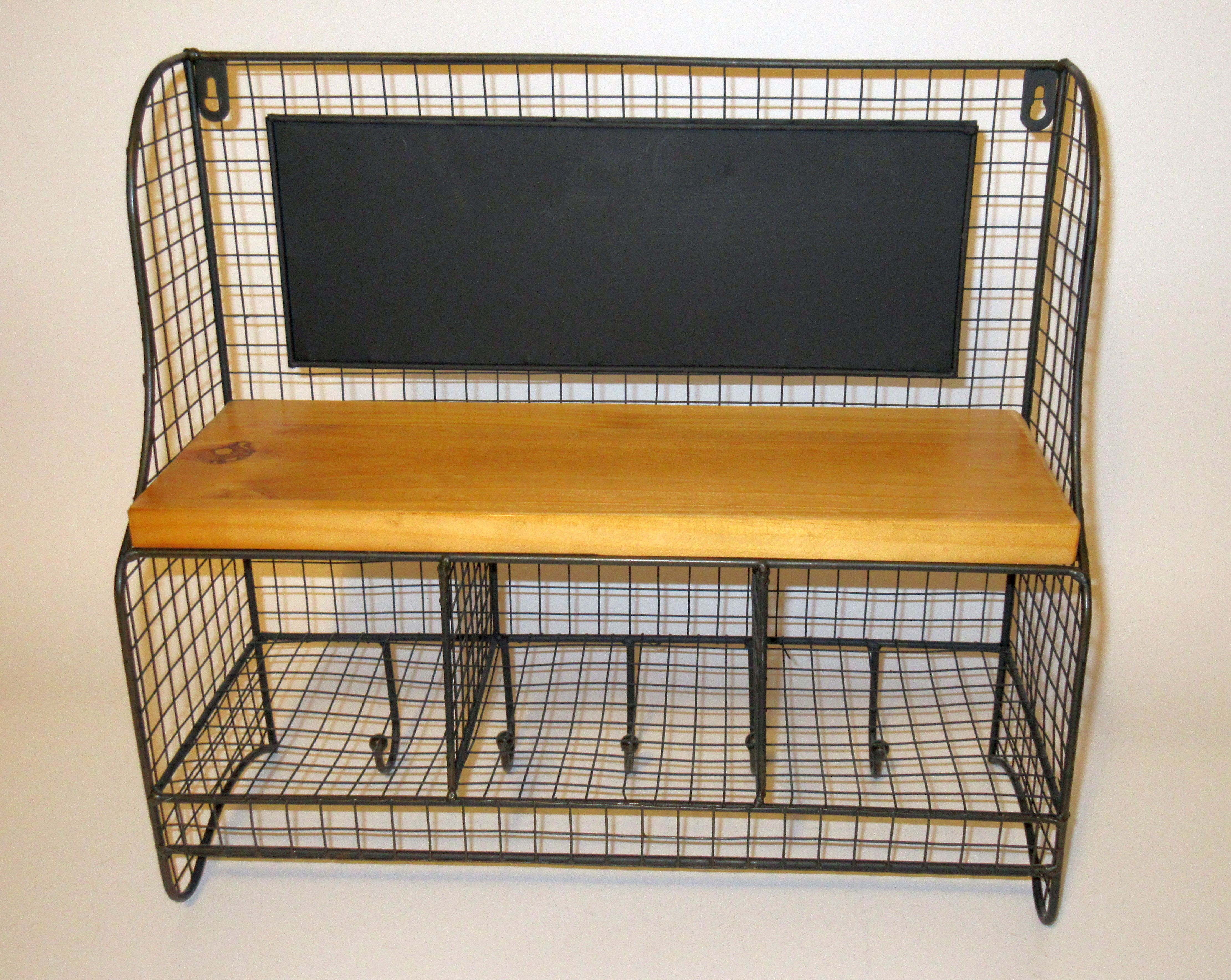 Metal Wire Hanging Wall Shelf with Hooks