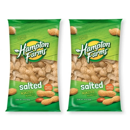 HAMPTON FARMS Salted Peanuts in Shell, 10 oz Bags, 2 Pack