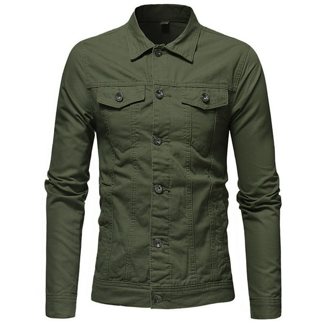 Birdeem Mens Lapel Slimfit Solid Color Pocket Button Long Sleeve Jacket