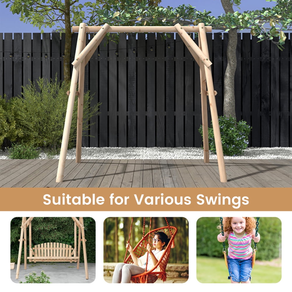 Aimee Lii Heavy Duty Wooden Swing Frame with Reinforced Bars, Patio Swing Frame