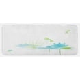 thumbnail image 1 of Dragonfly Kitchen Mat, Waterlily and Dragonfly Nature Background Clouds Lake Sun Design, Plush Decorative Kitchen Mat with Non Slip Backing, 47" X 19", Apple Green Pale Blue, by Ambesonne, 1 of 1