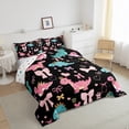 thumbnail image 6 of Manfei Teens Cartoon Dinosaur Bedding Comforter Set, Kawaii Animal Twin Comforter Sets, Rainbow Flower Reversible Bedding Set, Super Cozy Room Decor, 2-Piece, 6 of 8