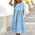 thumbnail image 4 of Women's Summer Casual Dresses Plus Size Round Neck Zipper Floral Print Dress, 4 of 7