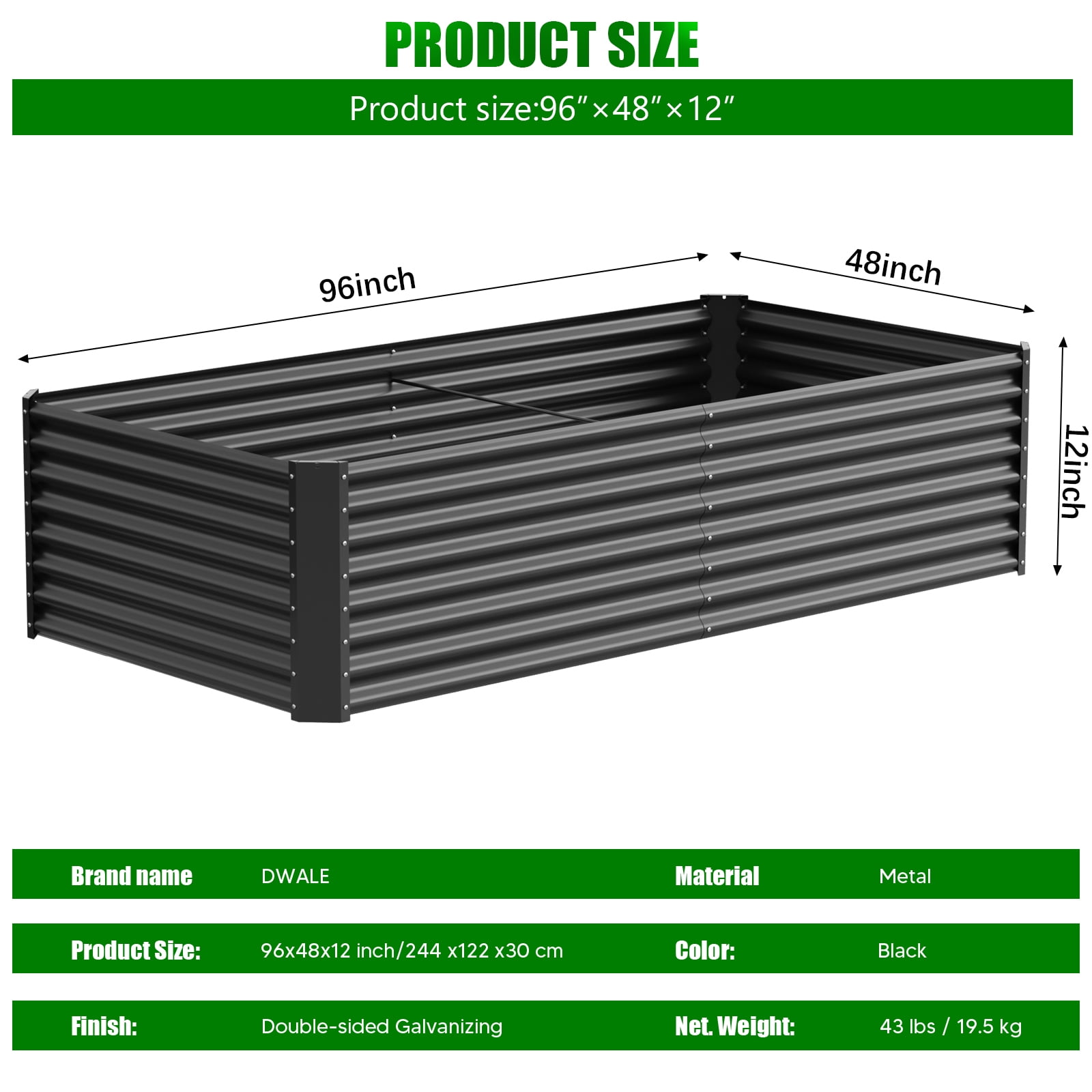 2PCS Raised Garden Bed, 8×4×1ft Large Outdoor Metal Planter Box,216 Gal Soil Capacity, Galvanized Raised Garden Bed Kit for Flower Plants, Fruits, Vegetable Herbs