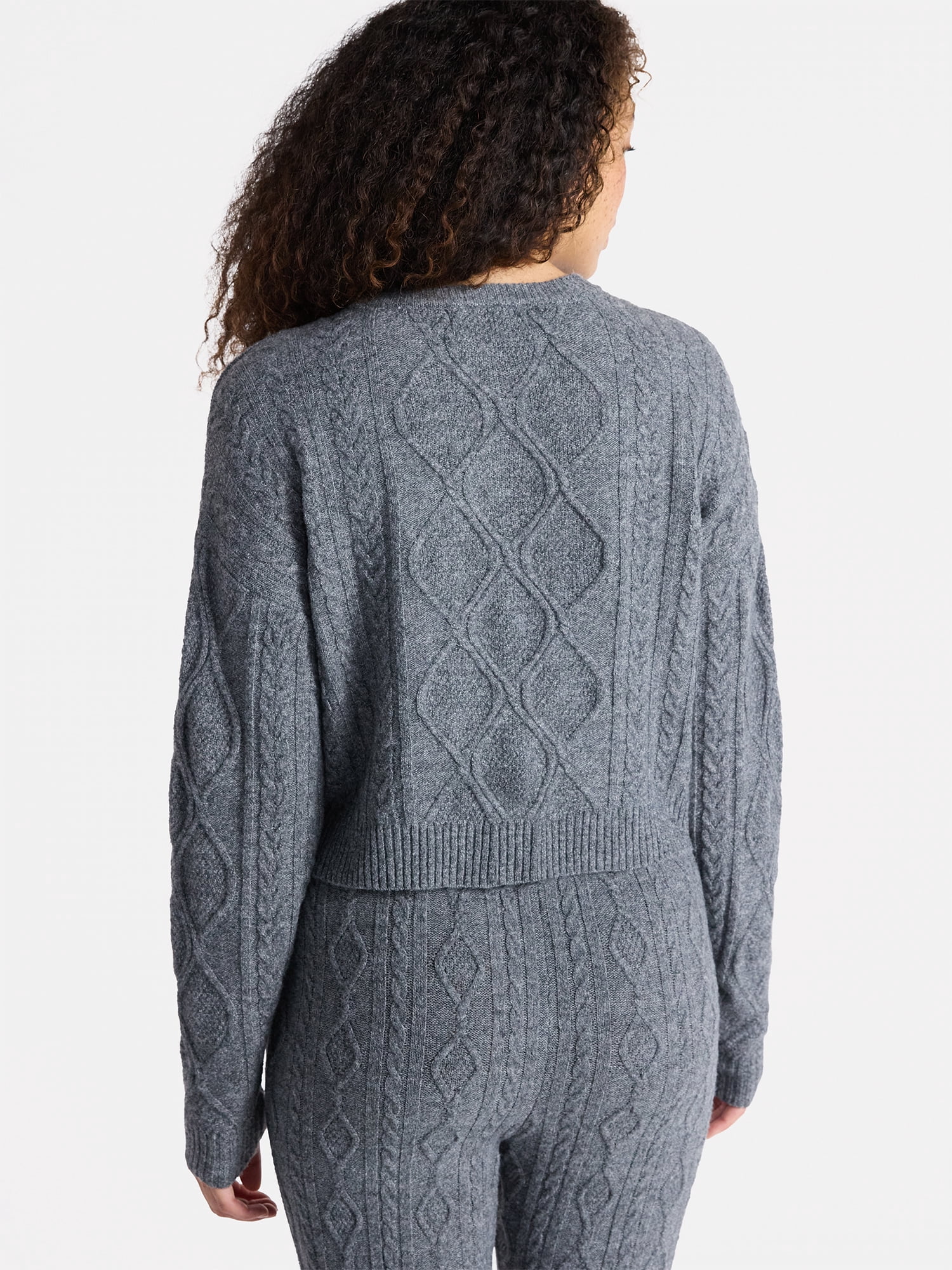 No Boundaries Cable Knit Pullover Sweater, Lightweight, Women’s