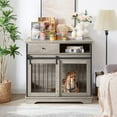 thumbnail image 2 of Pefilos 35" Wooden Dog Kennel End Table with Drawers and Sliding Door Dog Crate, Furniture Style Dog Crate, Gray, 2 of 17