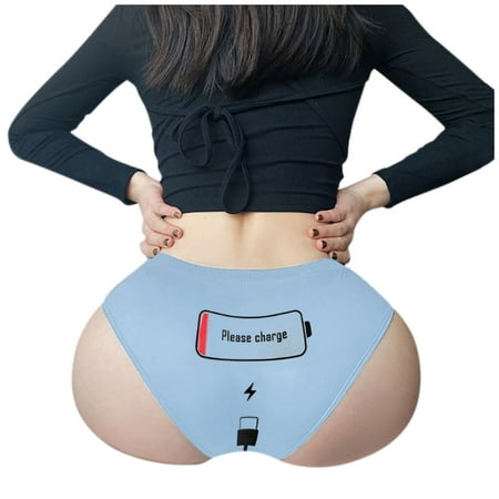 

Best Gift! MIARHB Funny Please Charge Printed Sexy Panties forWomen Cartoon Stretch Soft Seamless Underwear