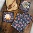 thumbnail image 5 of Pioneer Flower Floral Print Pattern Kitchen Oven Mitt and Pot Holder Sets 2 Pcs for Baking, Cooking and Grilling, Heat Resistant Up To 392 °F, 5 of 7