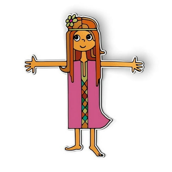 Pretty Hippie Girl - 5" Magnet for Car Locker Refrigerator