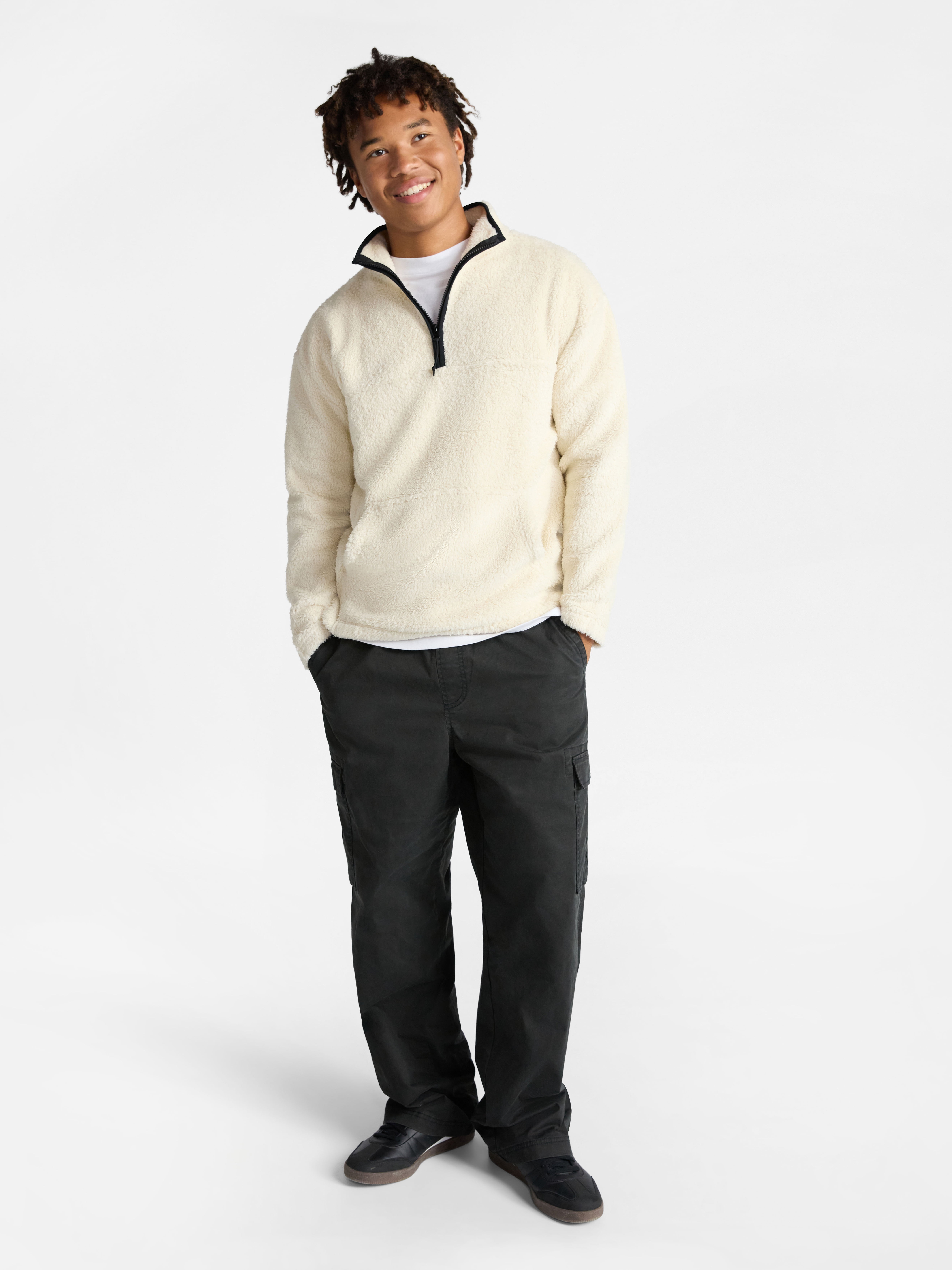 No Boundaries High Pile Quarter Zip Fleece Pullover, Men's