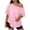 Pink, variant on Off The Shoulder Tops for Women Breathable Loose Drop Shoulder Casual Shirt Half Sleeve Solid Color Slant Neck Tunic Blouse