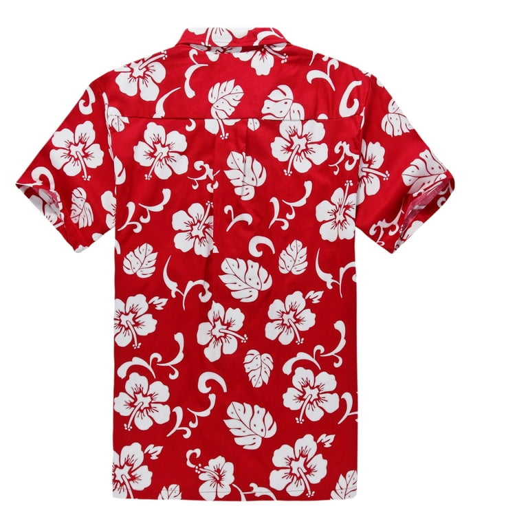 Palm Wave Mens and Big Hibiscus Floral Hawaiian Shirt - Walmart.com