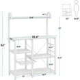 thumbnail image 7 of TribeSigns Kitchen Baker’s Rack Microwave Oven Stand with Wire Basket and 6 Hooks, 35.5 inches Kitchen Cart Utility Storage Shelf Organizer Coffee Bar, 7 of 7