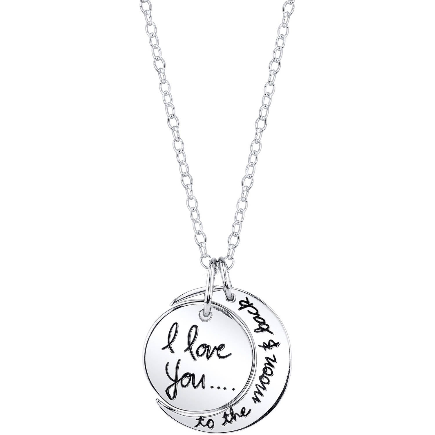 Believe by Brilliance Women's Sterling Silver "I Love You to the Moon & Back" Pendant Necklace