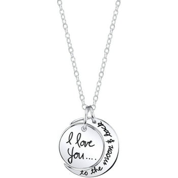 Believe by Brilliance Women's Sterling Silver "I Love You to the Moon & Back" Pendant Necklace