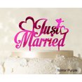 thumbnail image 1 of Just Married Wedding Cake Topper Custom Name Cake Topper Color Option Available 5-7 Inches Wide, 1 of 1