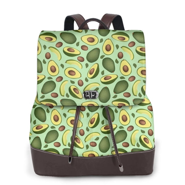 Easygdp Avocado With Seeds Mochila de Cuero para Mujeres, Bolso de Hombro, Bolsos de Mano de Moda para Trabajo y Viajes