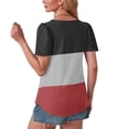 thumbnail image 3 of Plebaso Hauts pour Femmes Chemises à Œillets Manches Courtes T-Shirts Amples Col Rond Décontracté Blouses Tendance, 3 of 6