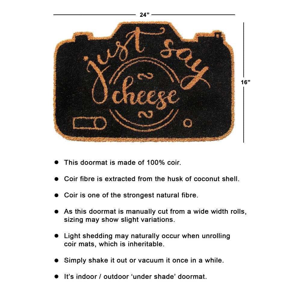 RugSmith Black Machine Tufted Just say cheese, 16" x 24",Black