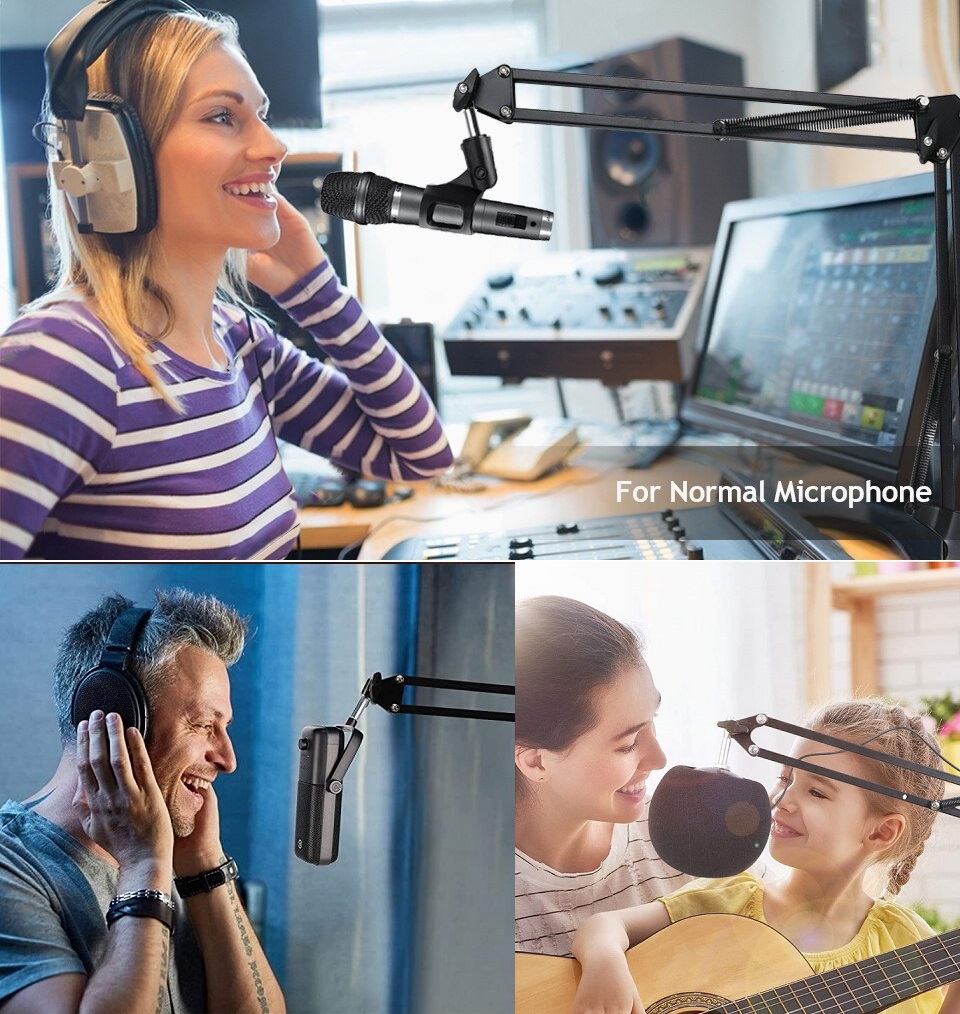 Microphone Wall Mount, Foldable Mic Holder Clip for Blue Yeti X S Nano Snowball to Radio Broadcasting, Voice-Over Sound, Stages,Youtube