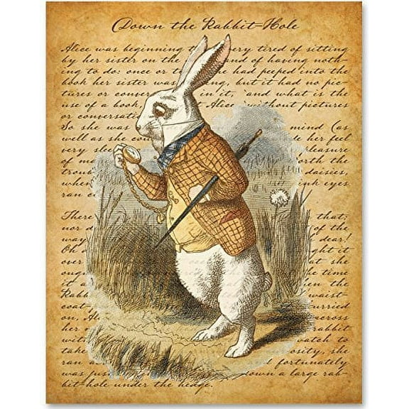Alice in Wonderland - Down the Rabbit-Hole - 11x14 Unframed Alice in Wonderland Print