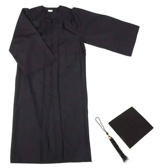 WRITWAA Black Graduation Gown and Cap Set with Tassel for Adults, Academic Ceremony Robe for High School and College Graduates