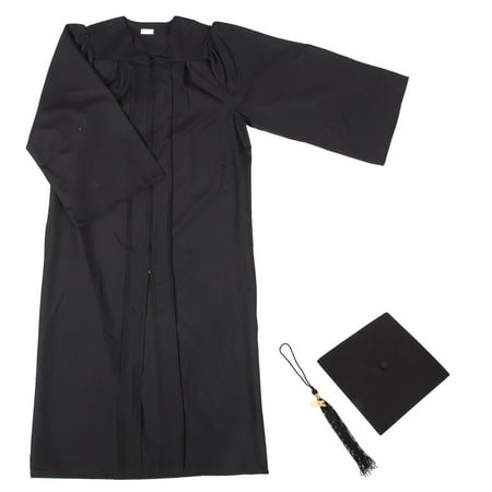 WRITWAA Black Graduation Gown and Cap Set with Tassel for Adults Academic Ceremony Robe for High School and College Graduates