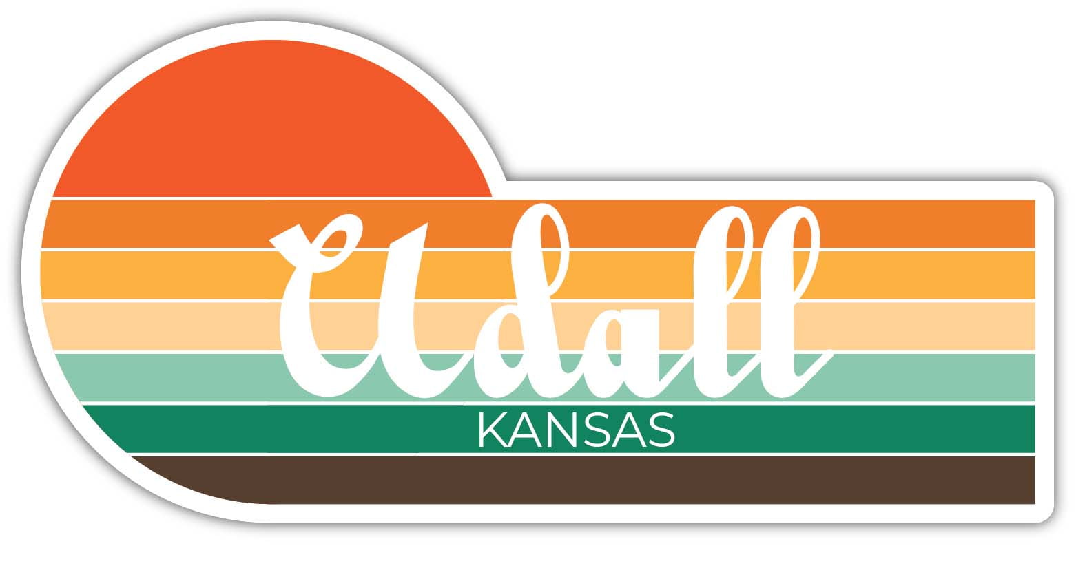 Udall Kansas 2 x 1.25 Inch Sticker Retro Vintage Sunset City 70s Aesthetic Design