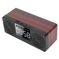 thumbnail image 5 of Mini reloj despertador inalámbrico Bluetooth, tarjeta enchufable portátil para exteriores, altavoz de música bajo (grano de madera roja), 5 of 5