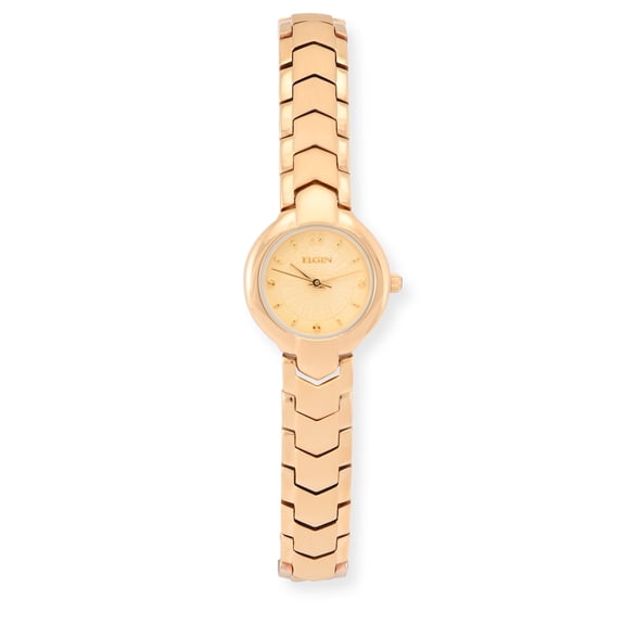 Elgin Women's Analog Wristwatch, Gold Toned Round Case and Band, Water Resistant
