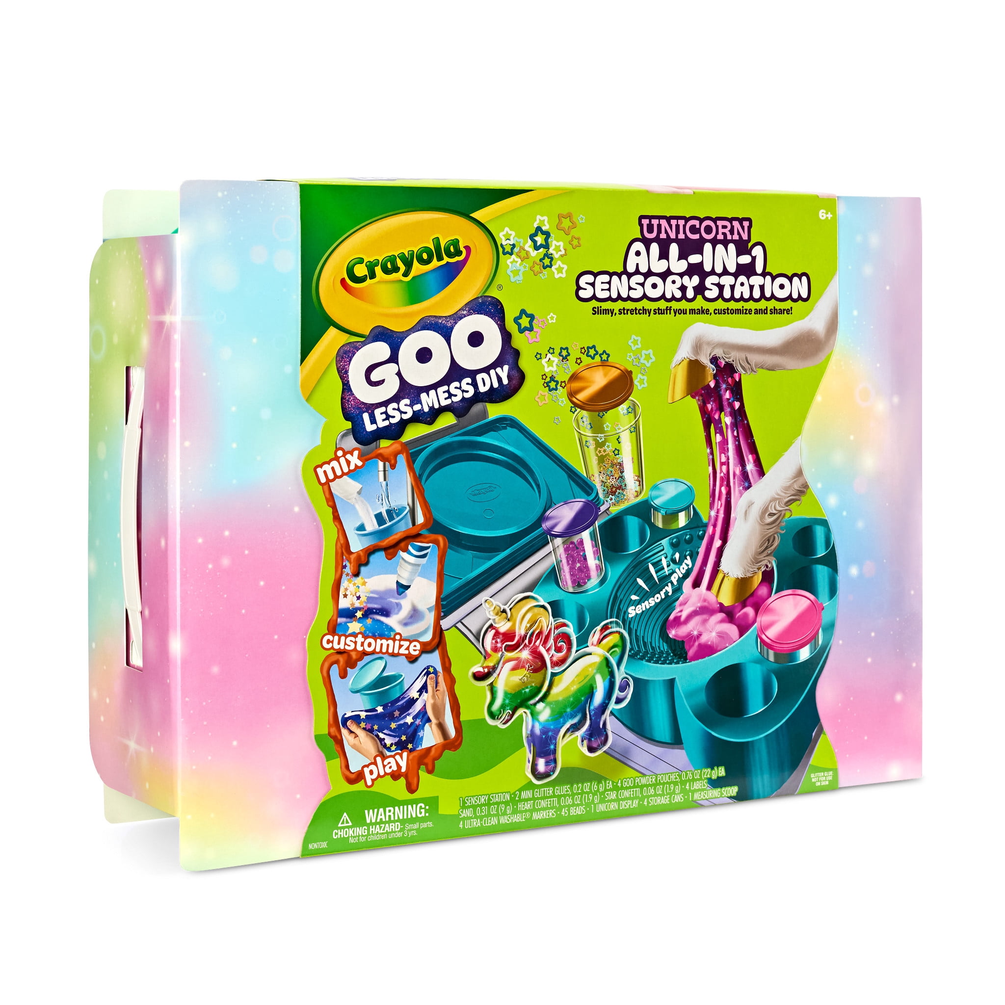 Crayola Goo All-In-1 Sensory Art Station, Unicorn Slime Making Kit for Kids, Less Mess DIY Arts & Crafts Set, Sensory Toys and Gifts for Kids, Ages 6+